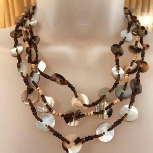🎉3 For $20🎉Brown/Tan Button&Wood Beaded Necklace